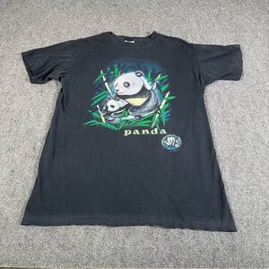 Vintage Panda Animal Shirt Men’s Xl Black 90s Y2K Aop Art Faded Single Stitch